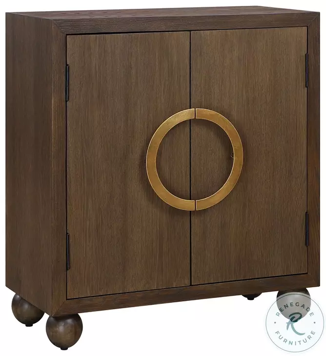 Mayfair Brown And Warm Brass 2 Door Accent Cabinet
