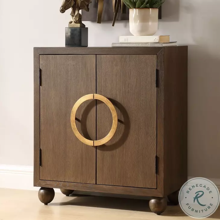 Mayfair Brown And Warm Brass 2 Door Accent Cabinet