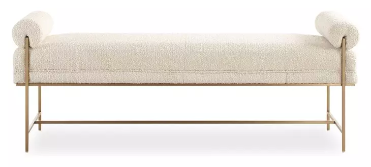 Bolster Pearl White Upholstered Accent Bench
