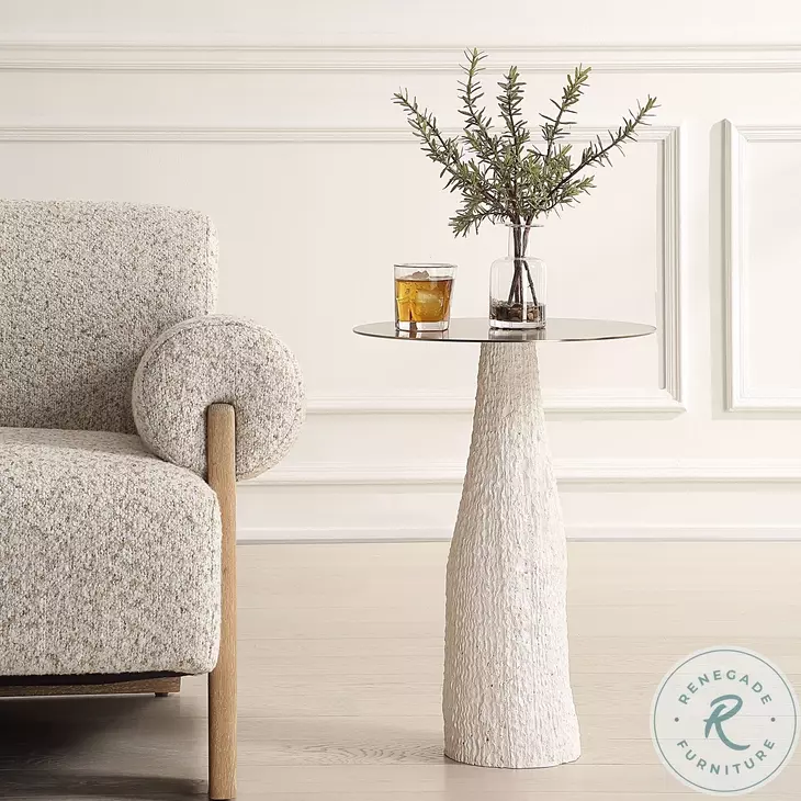Hollen Gold And White Stone Accent Table