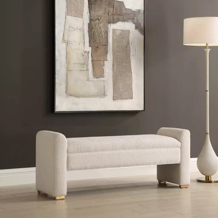 Arlington Ivory Upholstered Accent Bench