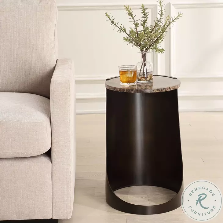 Wellora Chocolate Brown And Black Side Table