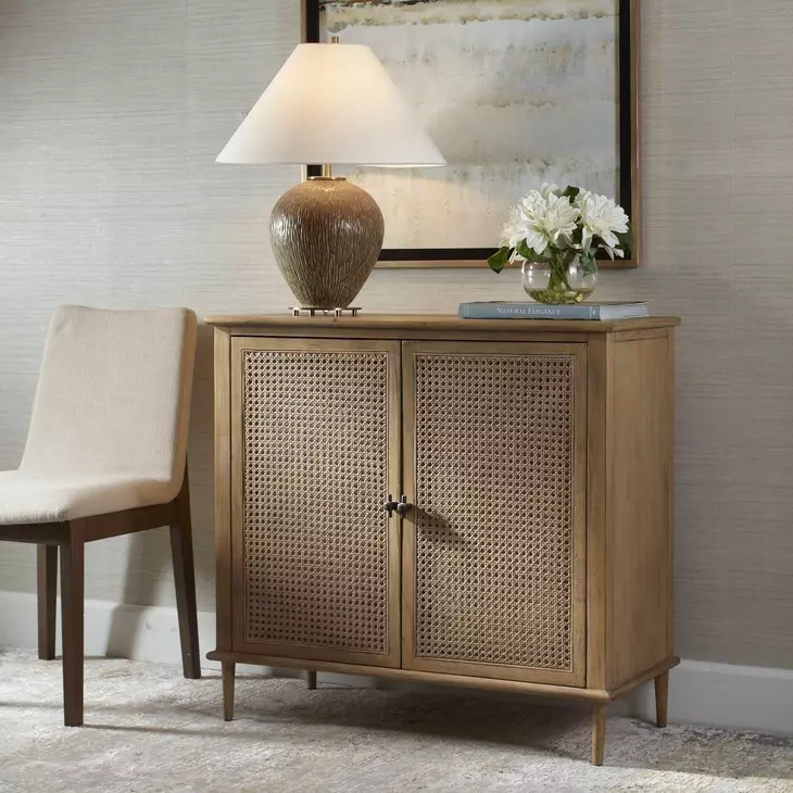 Coast Soft Oak and Natural 2 Door Accent Cabinet