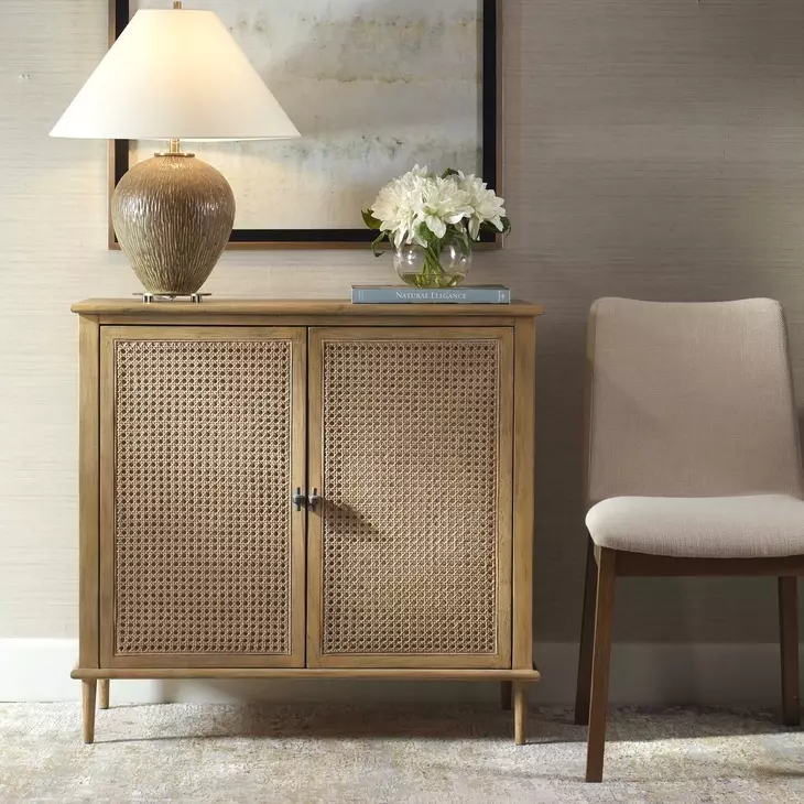 Coast Soft Oak and Natural 2 Door Accent Cabinet