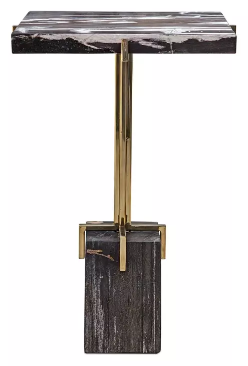 Kingsley Gray and Gold Square Accent Table