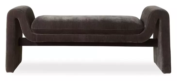 Grafton Distressed Charcoal Upholstered Accent Bench