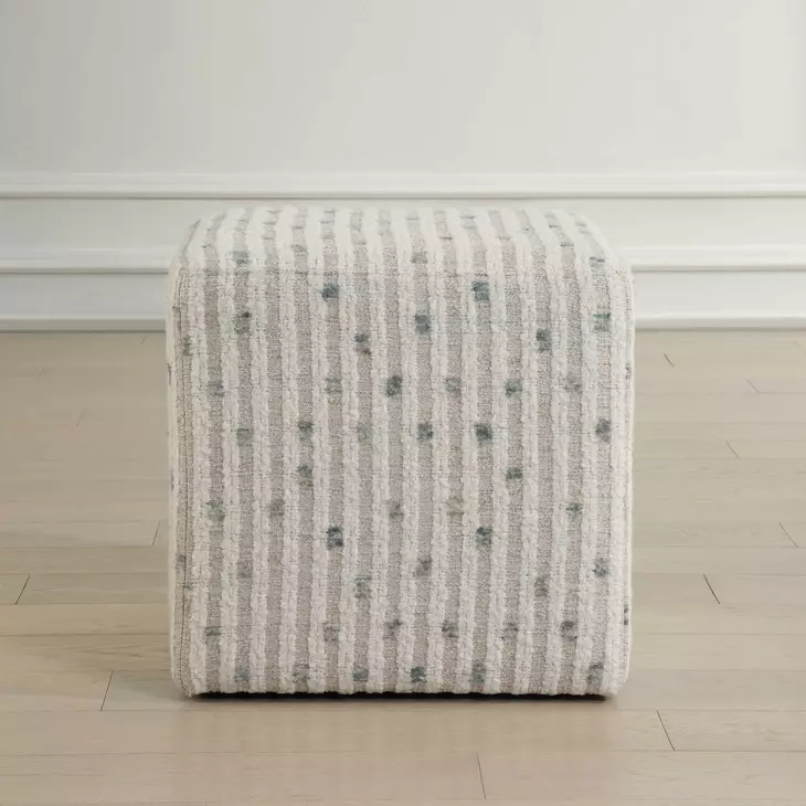 Fairmont White Upholstered Square Ottoman