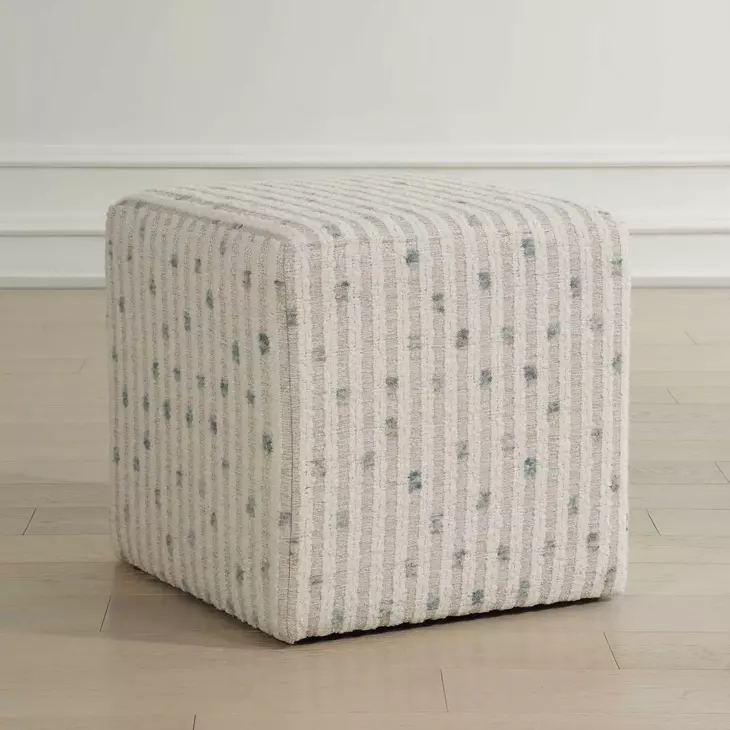 Fairmont White Upholstered Square Ottoman