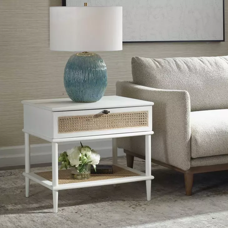 Oakley White and Brown Rectangular Side Table