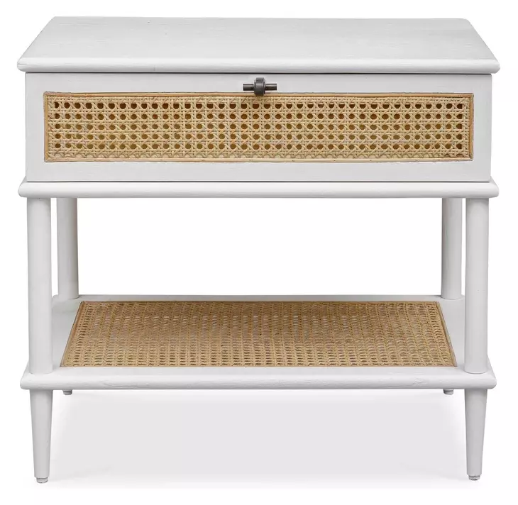 Oakley White and Brown Rectangular Side Table