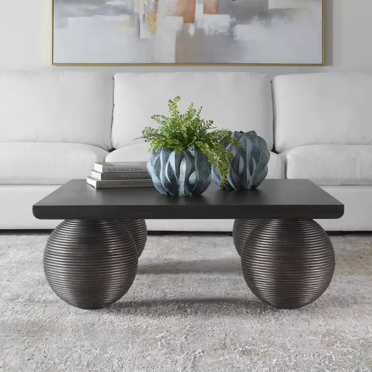 Grafton Distressed Black Rectangular Coffee Table