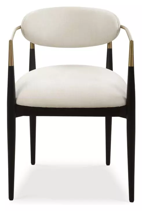 Alden Off White and Black Upholstered Dining Arm Chair