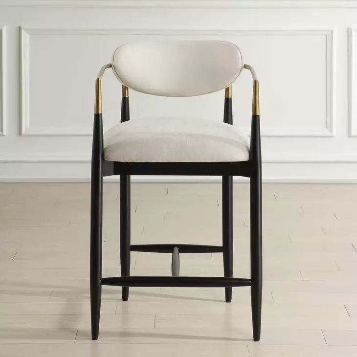 Alden Off White and Black Upholstered Counter Height Stool