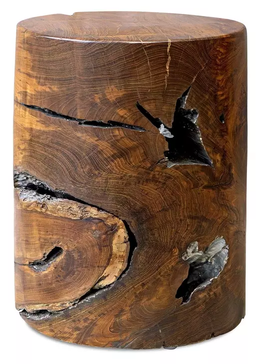 Oakley Natural Teak and Silver Accent Stool