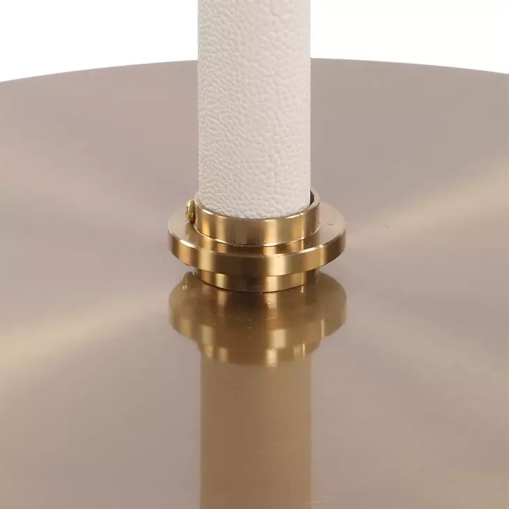 Monterey White and Brass Round Accent Table