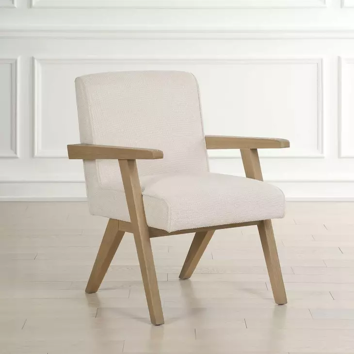Hamilton White Upholstered Dining Arm Chair