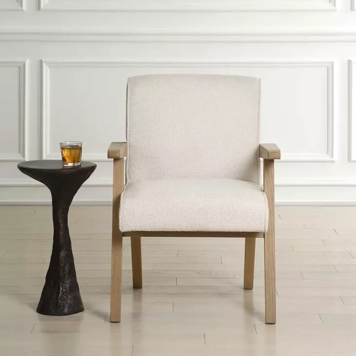 Hamilton White Upholstered Dining Arm Chair