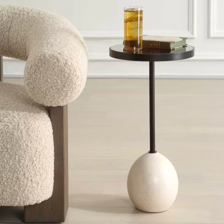 Fairmont Bronze and Latte Round Glass Top Accent Table