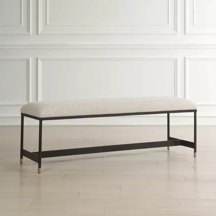 Riverton Off White Upholstered Accent Bench