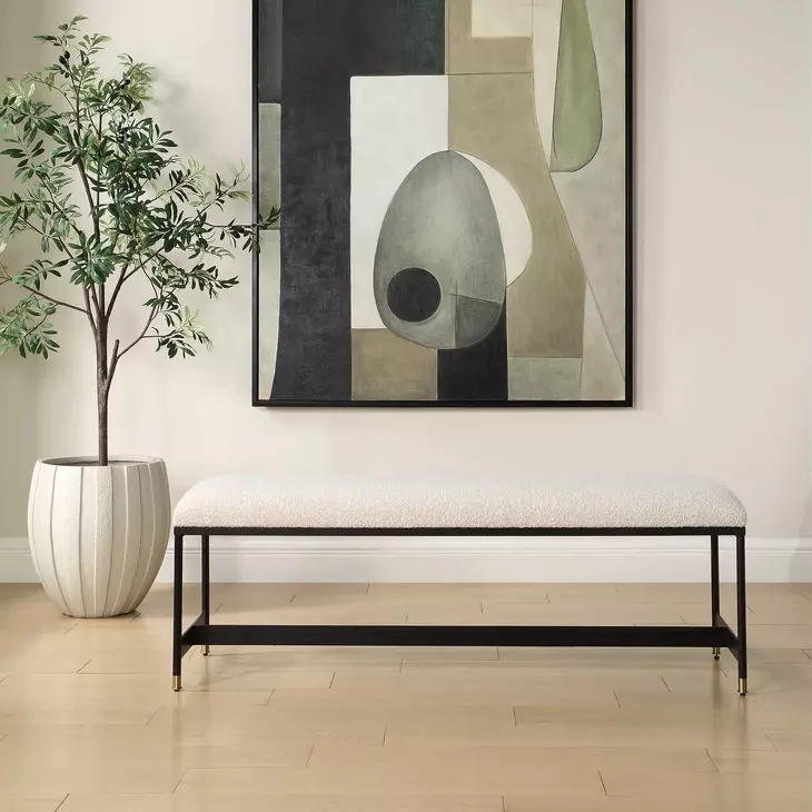 Riverton Off White Upholstered Accent Bench