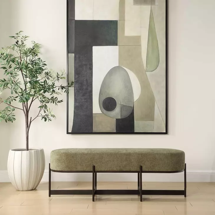 Prescott Moss Upholstered Accent Bench