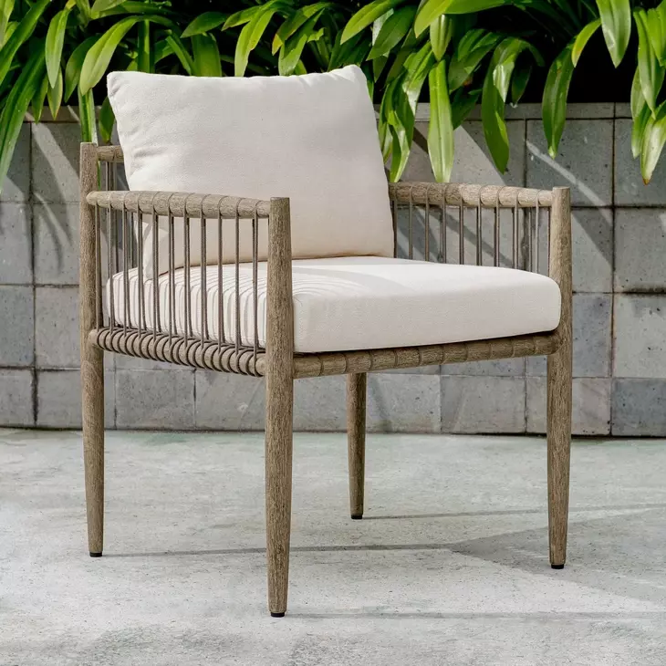Borneo Oyster White Upholstered Outdoor Dining Chair
