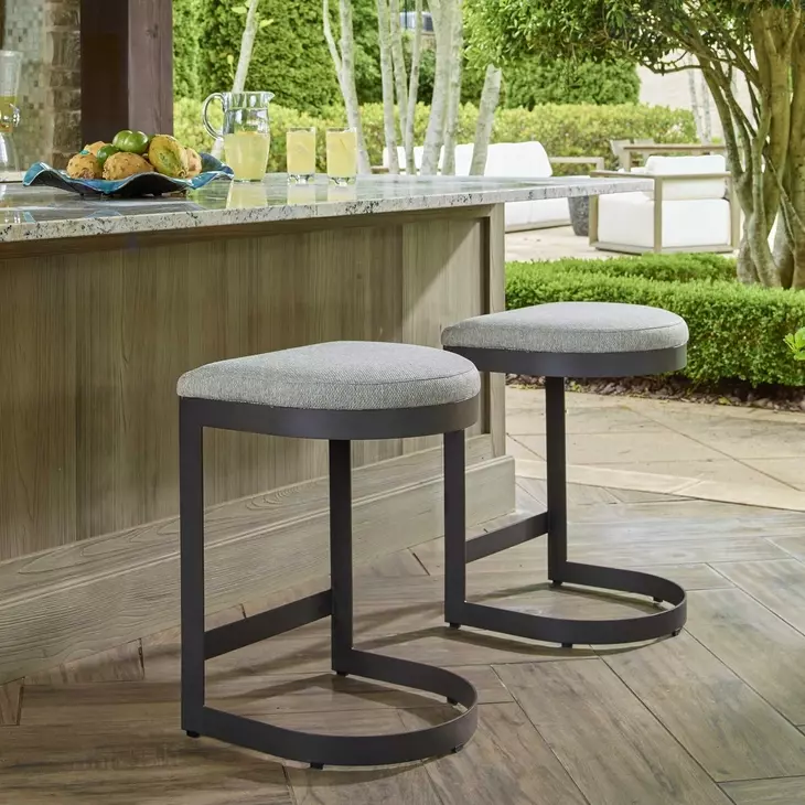 Maude Taupe Gray Outdoor Counter Height Stool