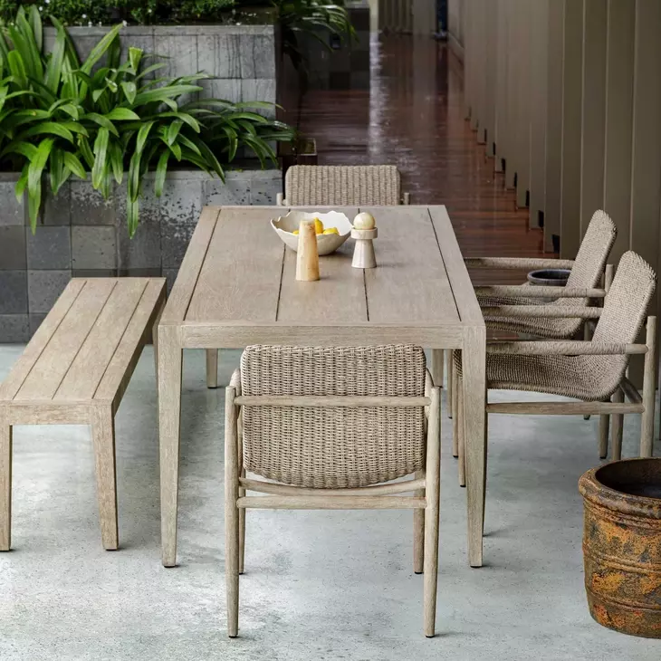Prescott Twisted Oatmeal and Cerused Oak Outdoor Dining Chair