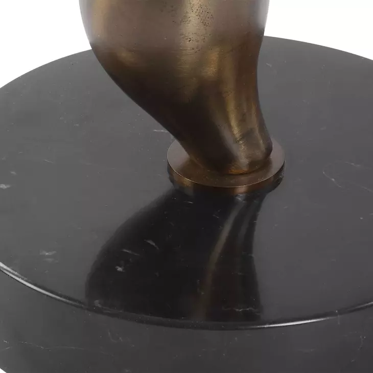 Remolino Warm Bronze and Black Round Crystal Top Drink Table