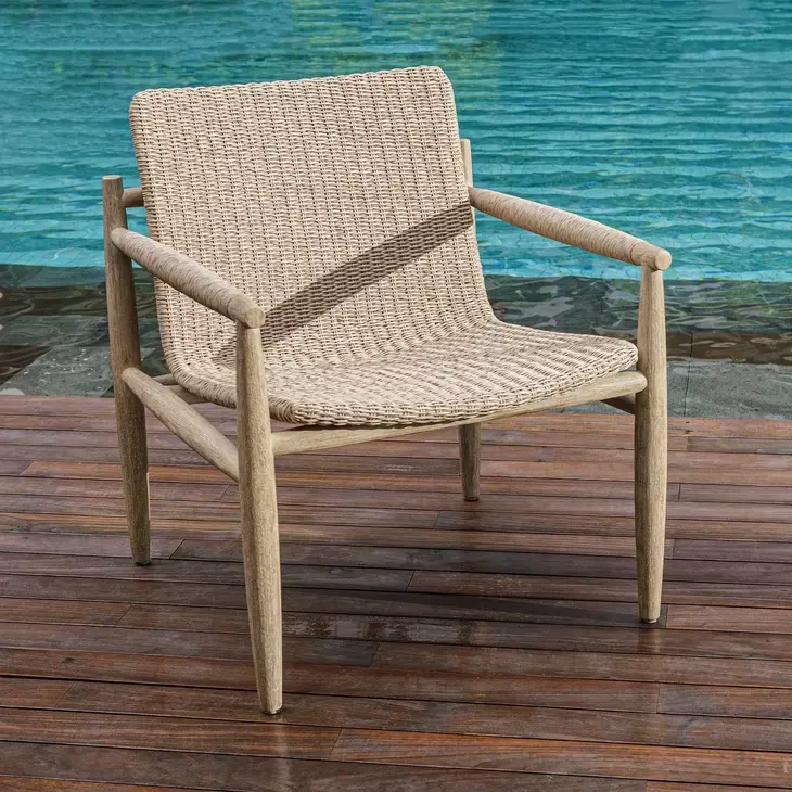 Prescott Oatmeal and Cerused Wheat Outdoor Lounge Chair