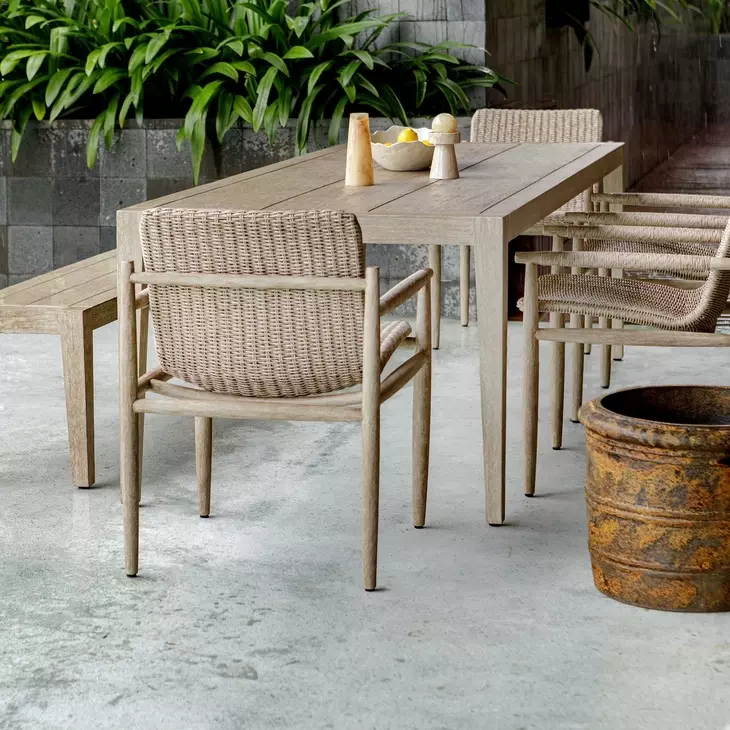 Arlington Cerused Wheat Outdoor Dining Room Set