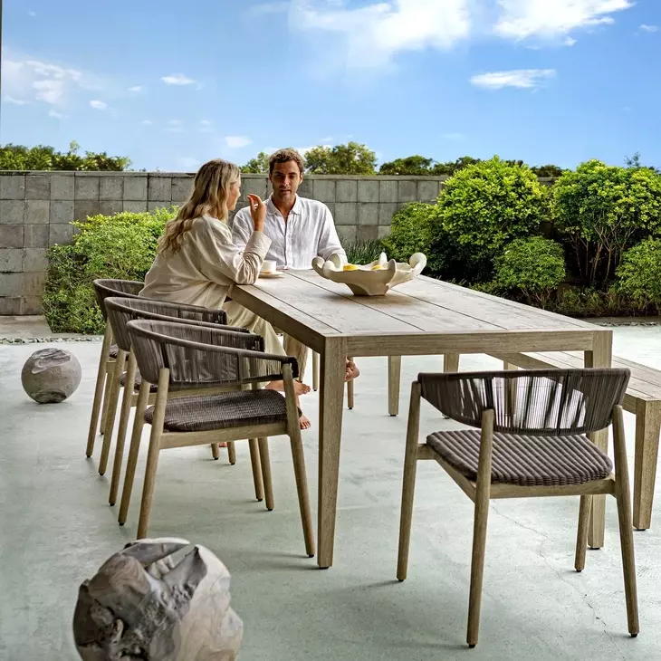 Arlington Cerused Wheat Outdoor 92" Rectangular Dining Table