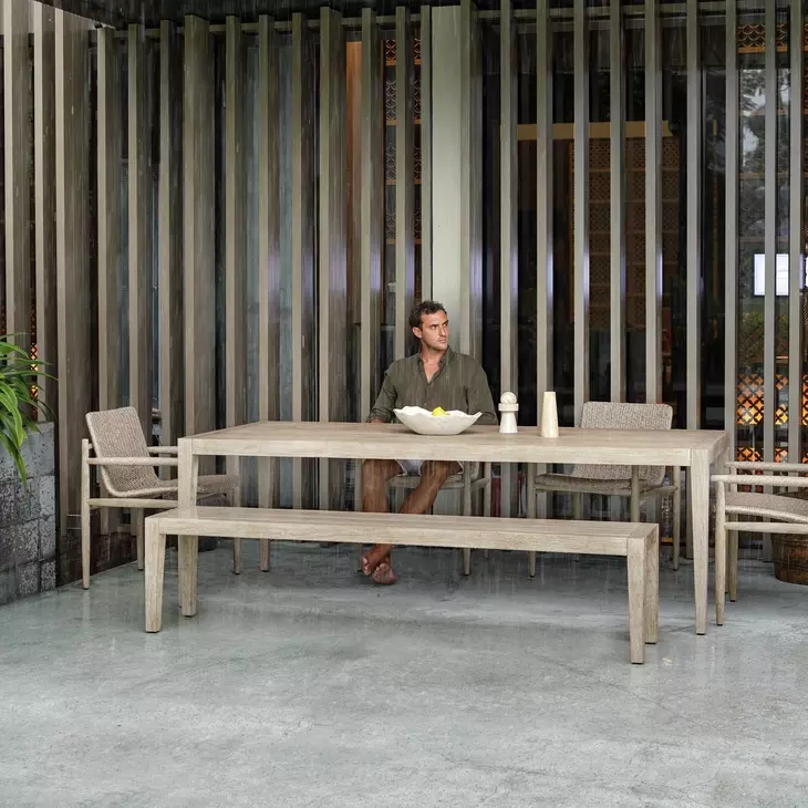 Arlington Cerused Wheat Outdoor Dining Bench