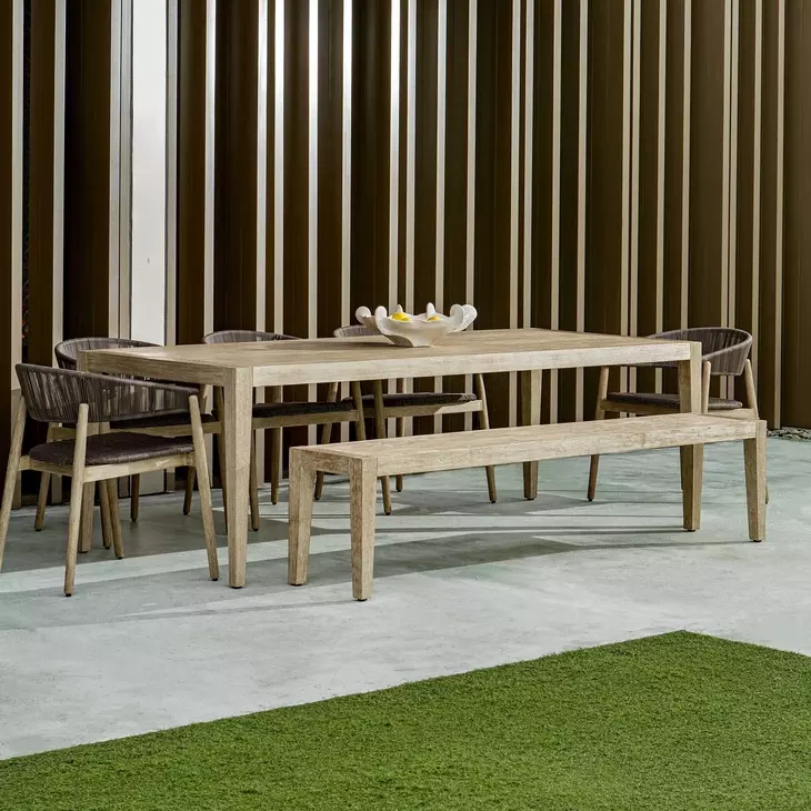 Arlington Cerused Wheat Outdoor Dining Bench
