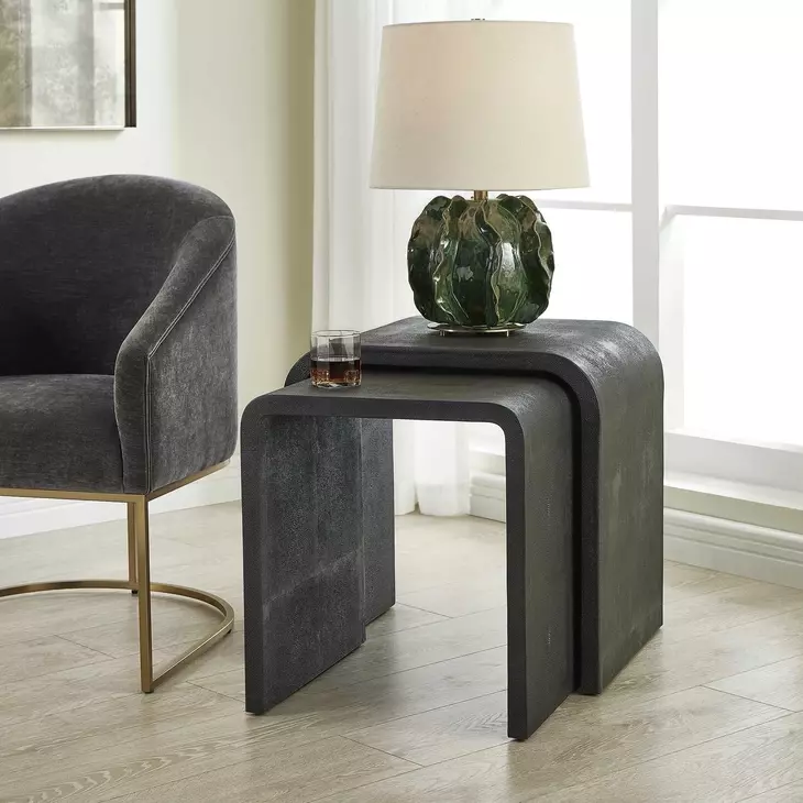 Alden Gray Rectangular Nesting Side Table Set of 2