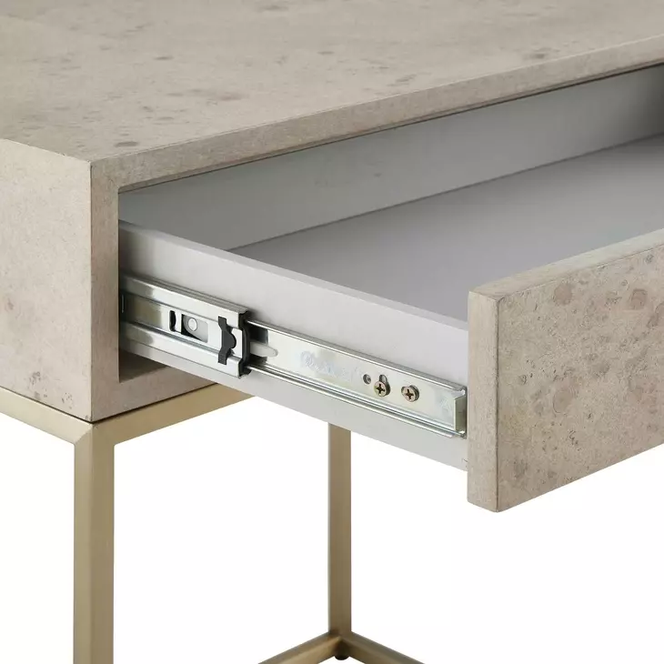 Langston Light Washed and Brushed Brass Rectangular Side Table