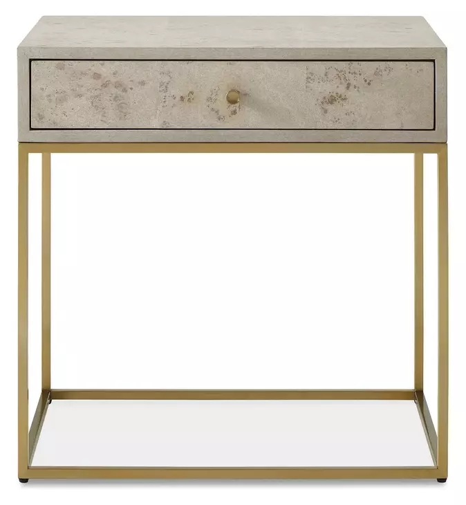 Langston Light Washed and Brushed Brass Rectangular Side Table