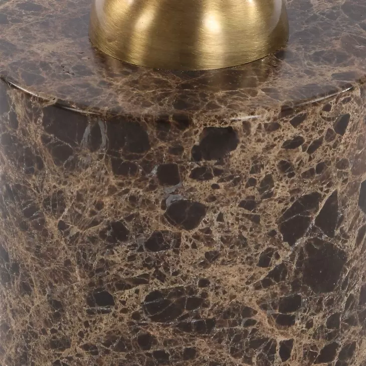 Verlin Brushed Brass and Brown Round Drink Table