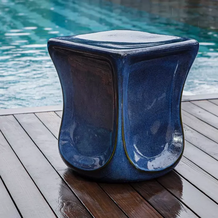 Kaz Deep Blue Outdoor Garden Stool