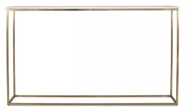 Oakley Gold and White Rectangular Marble Top Sofa Counter Table