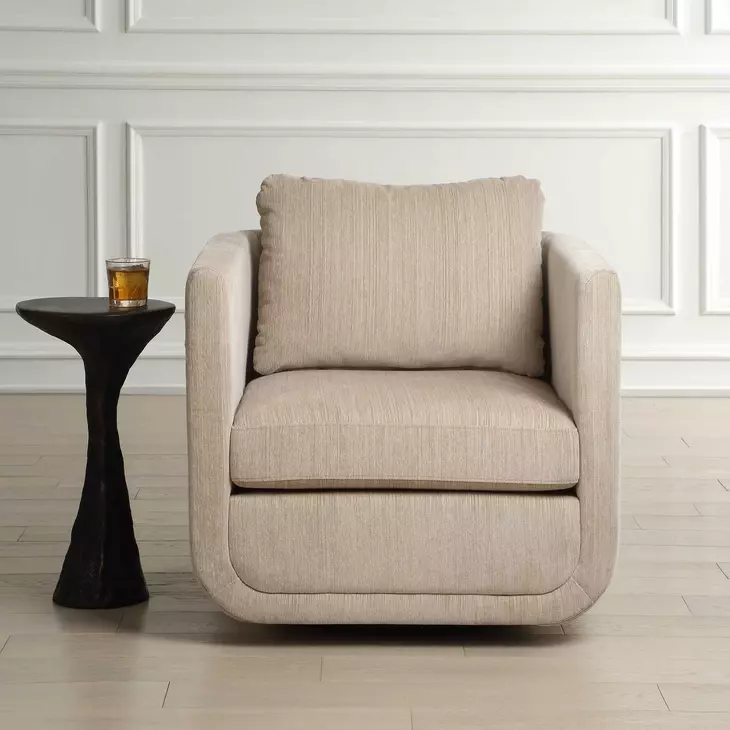 Abound Porcelain Upholstered Swivel Accent Chair