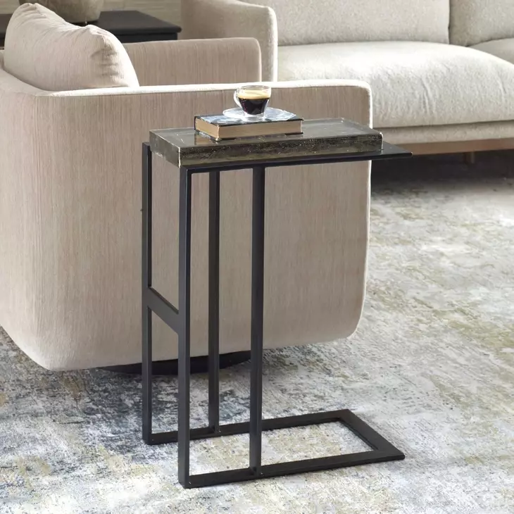 Hamilton Black Rectangular Glass Top Accent Table