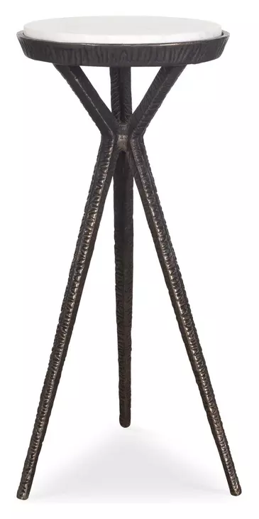 Prescott Dark Bronze and White Round Marble Top Accent Table
