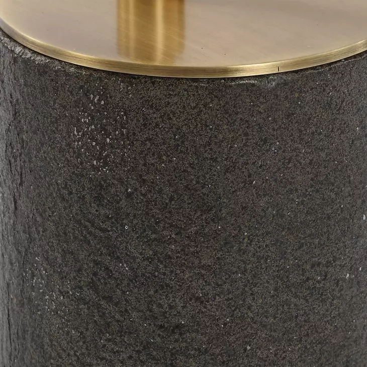 Monterey Antique Brass and Black Oval Glass Top Accent Table