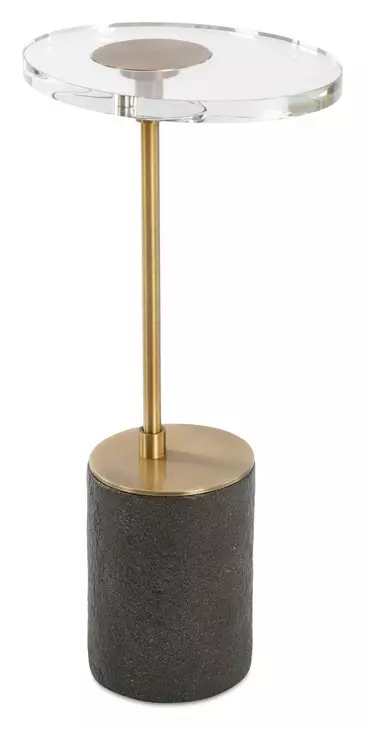 Monterey Antique Brass and Black Oval Glass Top Accent Table