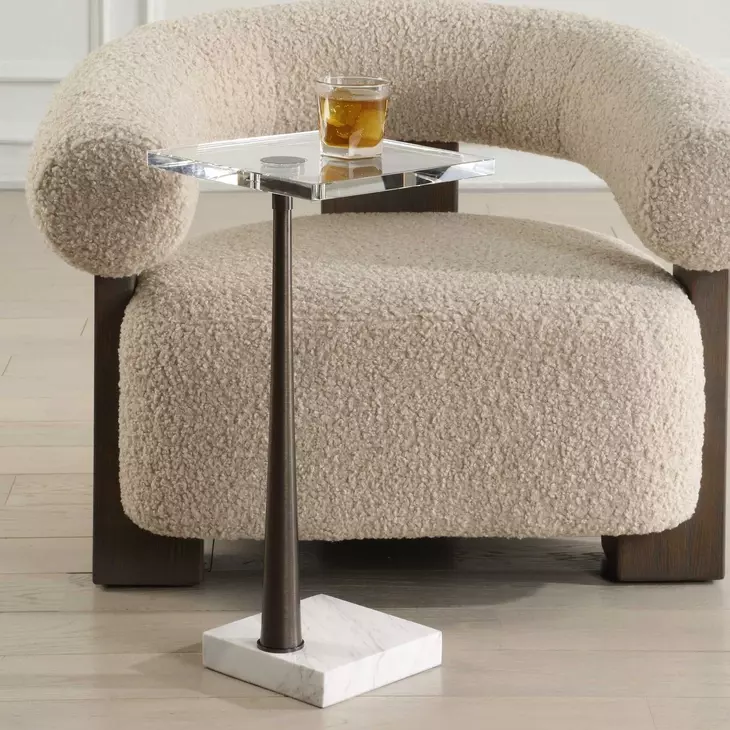 Riverton Black and White Square Crystal Top Drink Table