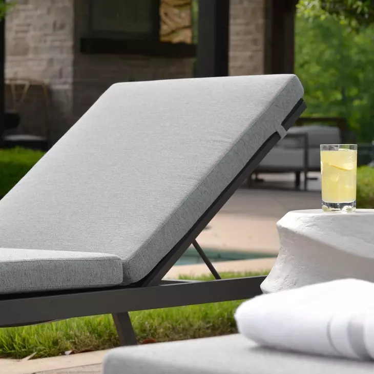 Kingsley Charcoal Gray Upholstered Outdoor 78" Pool Chaise Cushion