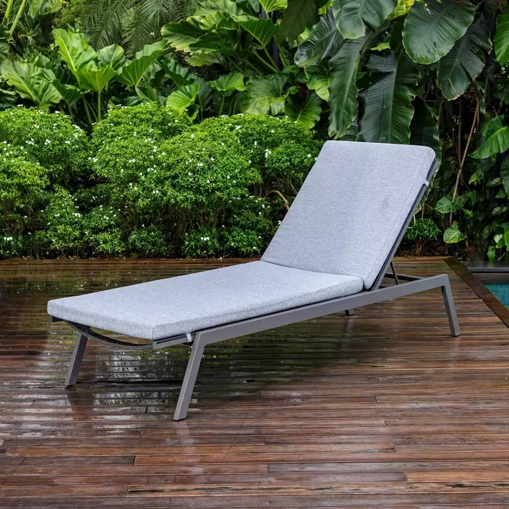 Kingsley Charcoal Gray Upholstered Outdoor 78" Pool Chaise Cushion