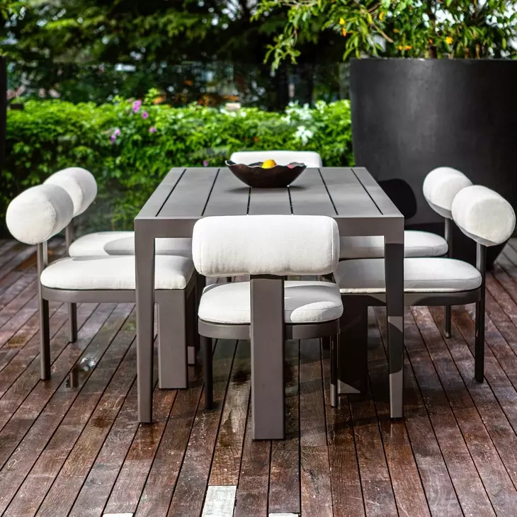 Bolster Back Oyster White Upholstered Outdoor Dining Chair
