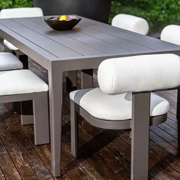 Bolster Back Oyster White Upholstered Outdoor Dining Chair